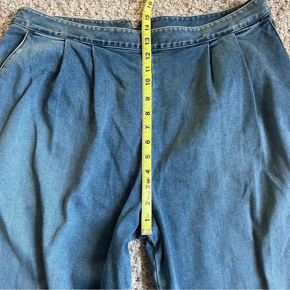 Enza Costa Jeans Light Wash Soft Denim Everywhere Pant Pleated Wide Leg US 12 - Picture 3 of 10